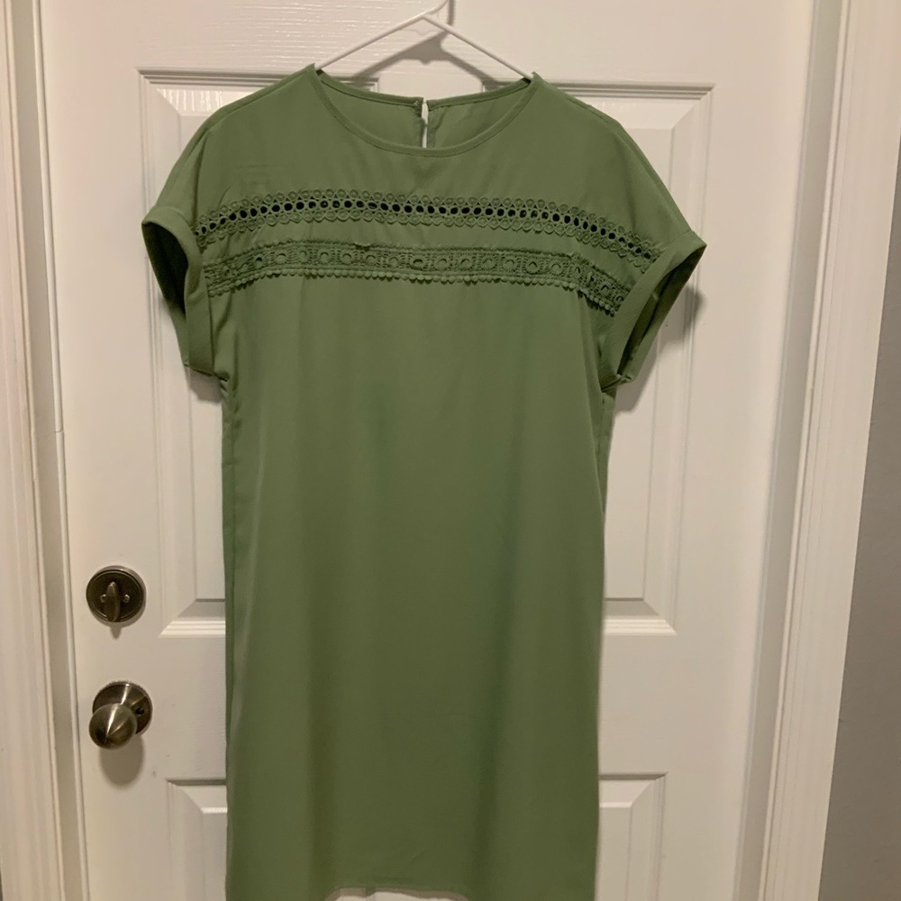 SHEIN Sage Lace Accent Top